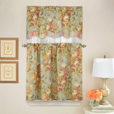 Waverly Spring Bling Window Tier Pair, Rod Pocket, 2 Panels, Vapor